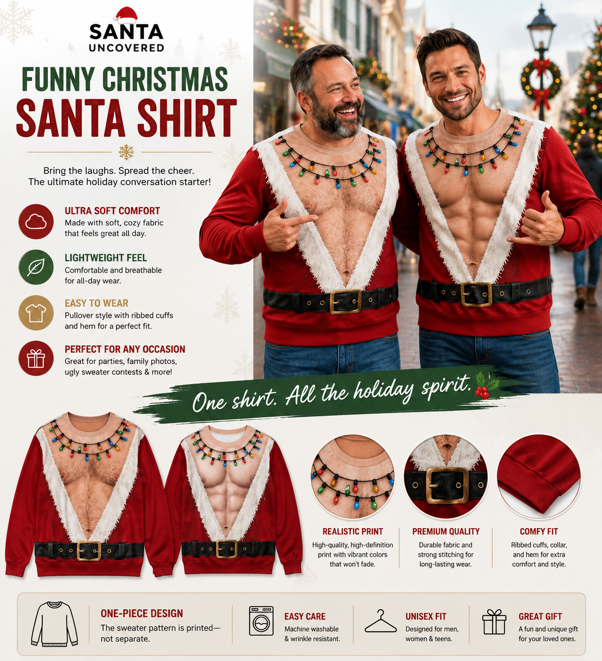 Santa Uncovered — Bare-Chest Christmas Sweater