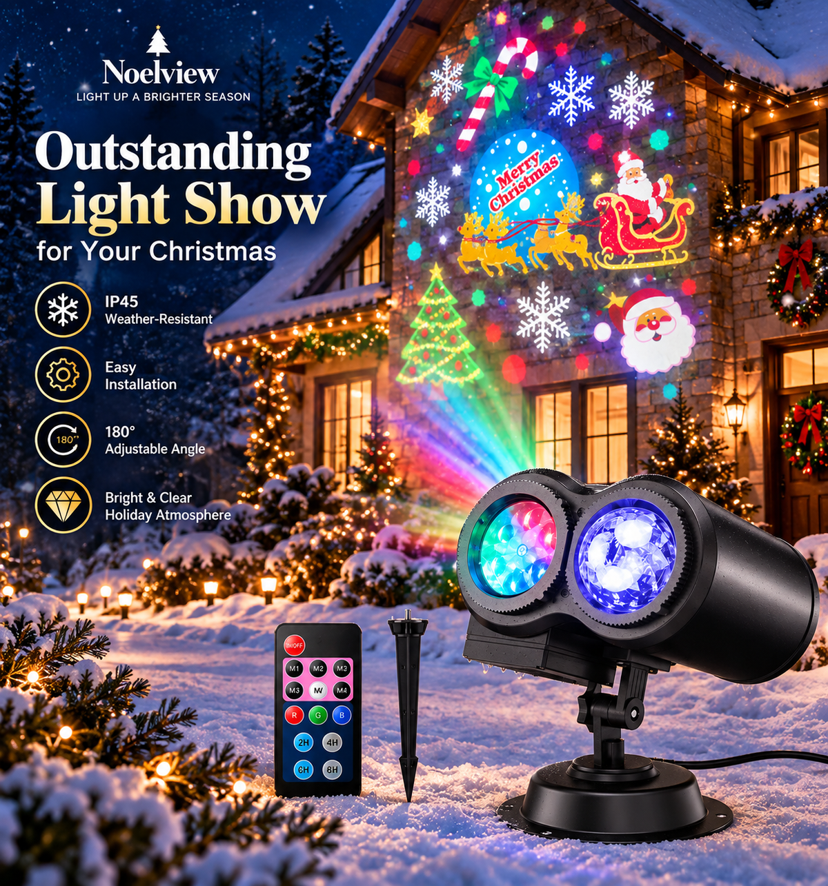 NoelView Outdoor Christmas Projector Light, Waterproof